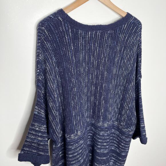 J. Jill Pure Jill Womens Pullover Knit Kimono Sweater XLP Navy Stiped 3/4 Sleeve - Picture 6 of 9